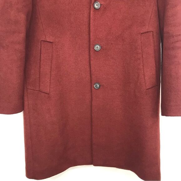 Us N Them Wine Wool Blend Quilt Lined Classic Overcoat - Picture 10 of 16